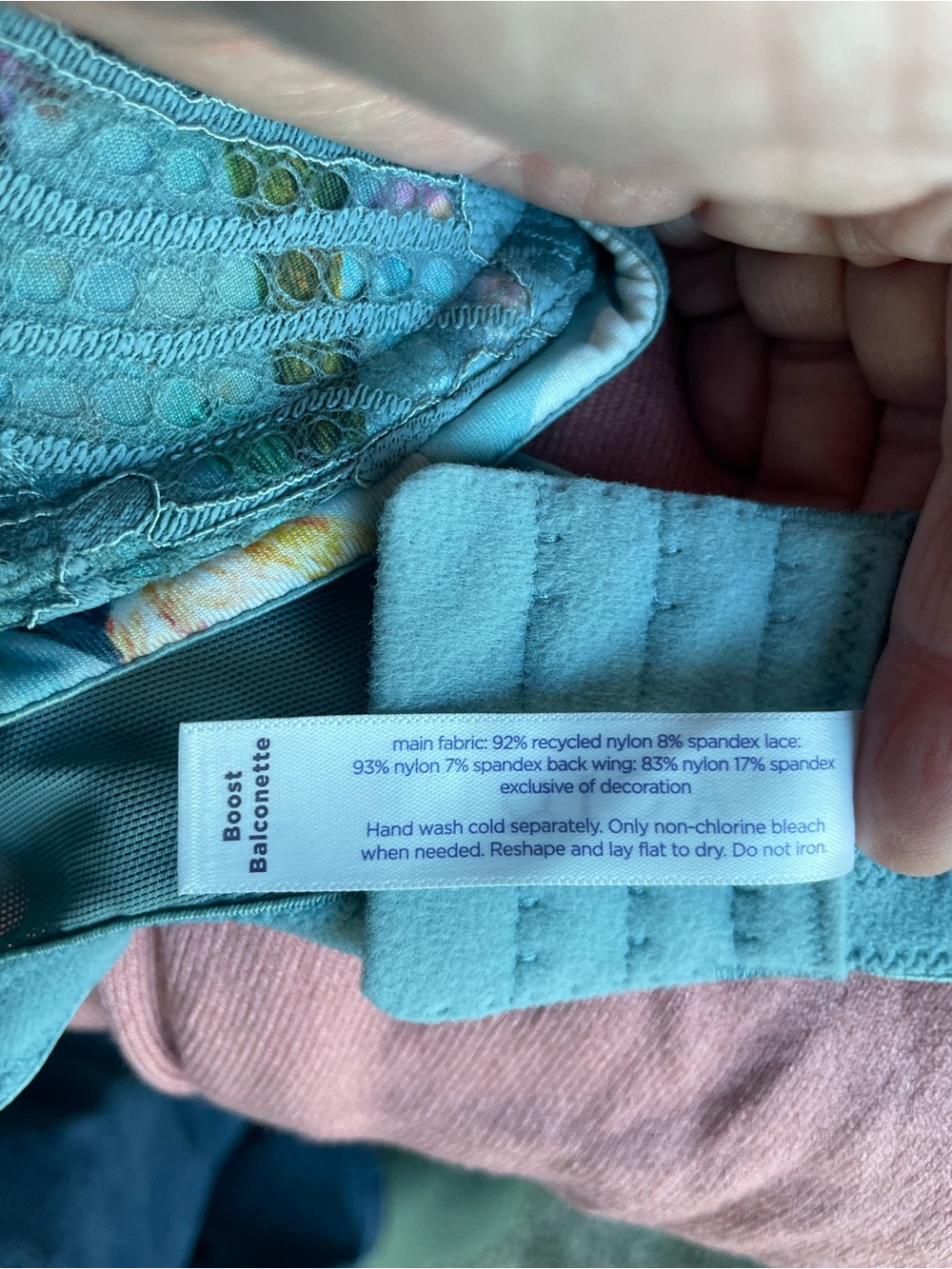 Cacique 42C Sexy Floral Lace Underwire Bra in Teal and Pink - Picture 7 of 10